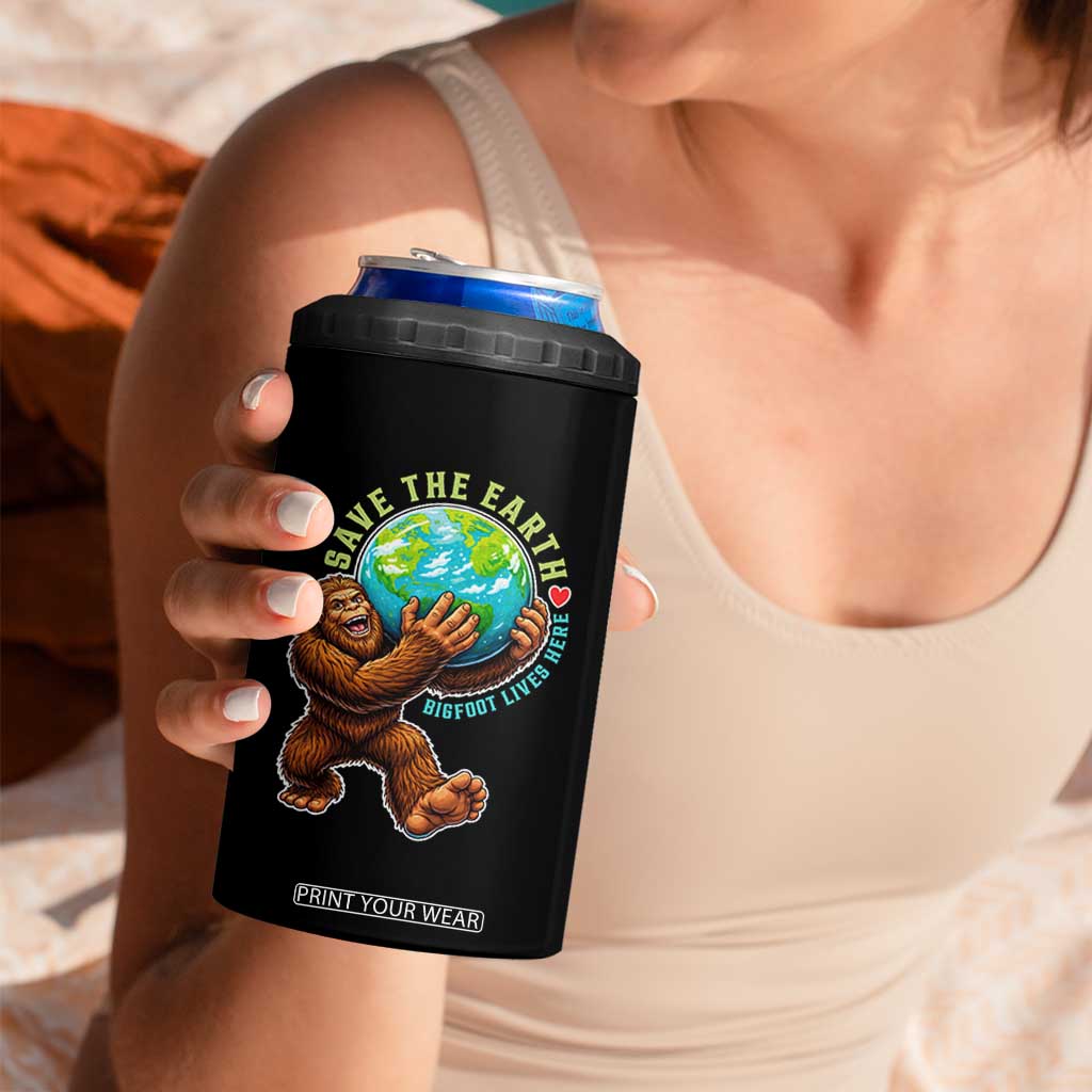 Earth Day 4 in 1 Can Cooler Tumbler Save The Earth Bigfoot Lives Here TS12 Print Your Wear