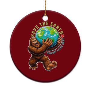 Earth Day Ceramic Ornament Save The Earth Bigfoot Lives Here TS12 1pc Red Print Your Wear