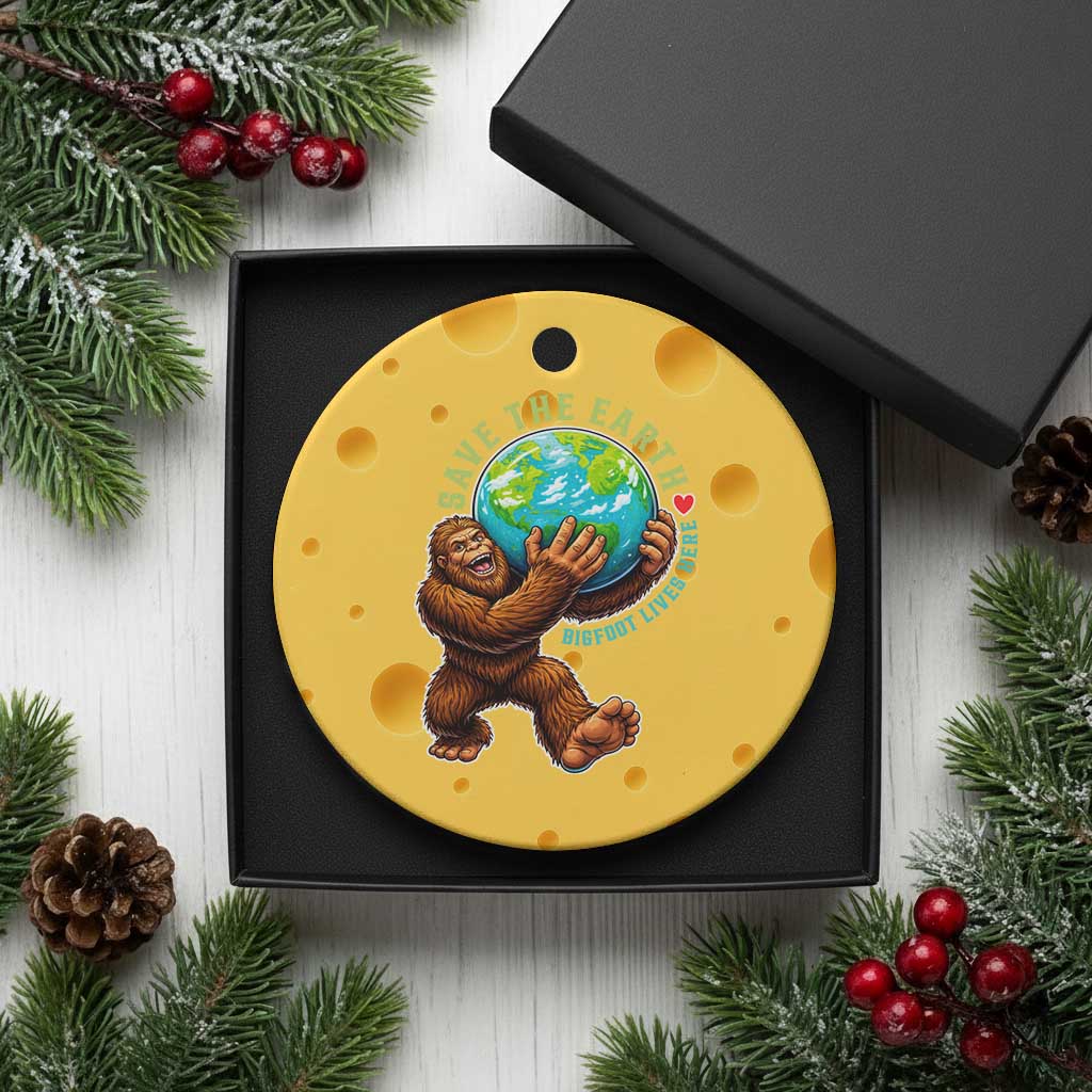 Earth Day Ceramic Ornament Save The Earth Bigfoot Lives Here TS12 1pc Yellow Cheese Print Your Wear