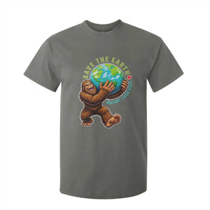 Earth Day T Shirt For Kid Save The Earth Bigfoot Lives Here TS12 Military Green Print Your Wear