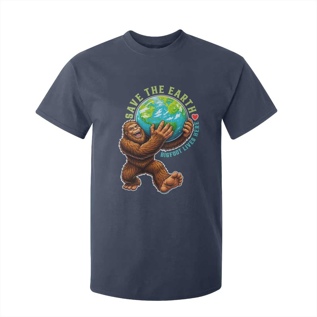 Earth Day T Shirt For Kid Save The Earth Bigfoot Lives Here TS12 Navy Print Your Wear