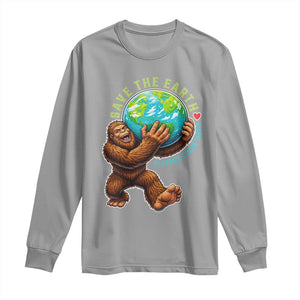 Earth Day Long Sleeve Shirt Save The Earth Bigfoot Lives Here TS12 Sport Gray Print Your Wear
