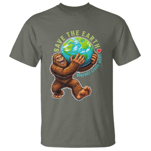 Earth Day T Shirt Save The Earth Bigfoot Lives Here TS12 Military Green Print Your Wear