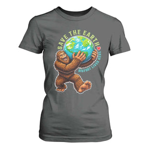 Earth Day T Shirt For Women Save The Earth Bigfoot Lives Here TS12 Dark Heather Print Your Wear