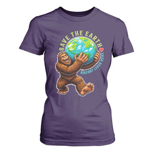 Earth Day T Shirt For Women Save The Earth Bigfoot Lives Here TS12 Purple Print Your Wear