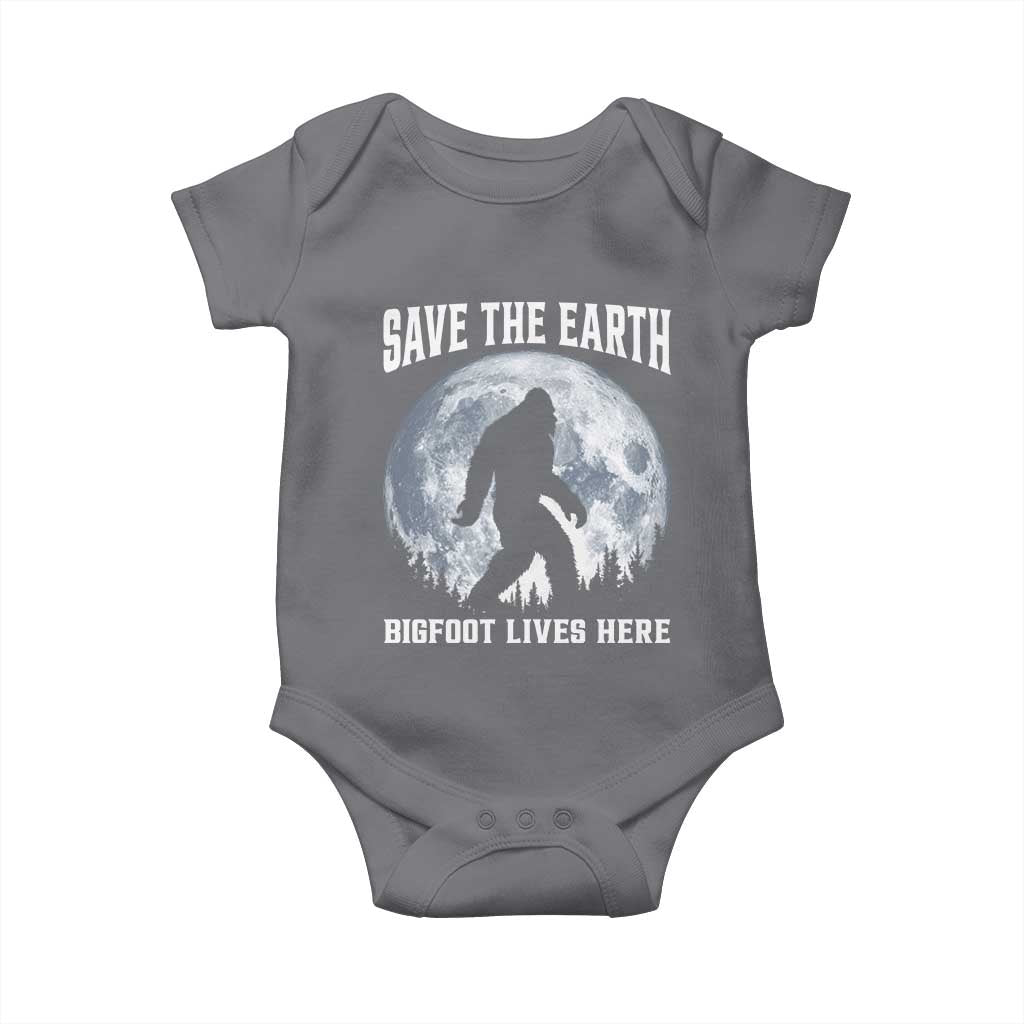 Save The Earth Bigfoot Lives Here Baby Onesie Earth Day Nature Lover TS12 Charcoal Print Your Wear