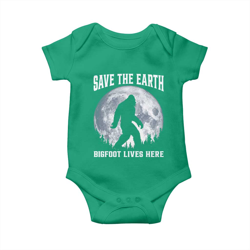 Save The Earth Bigfoot Lives Here Baby Onesie Earth Day Nature Lover TS12 Irish Green Print Your Wear