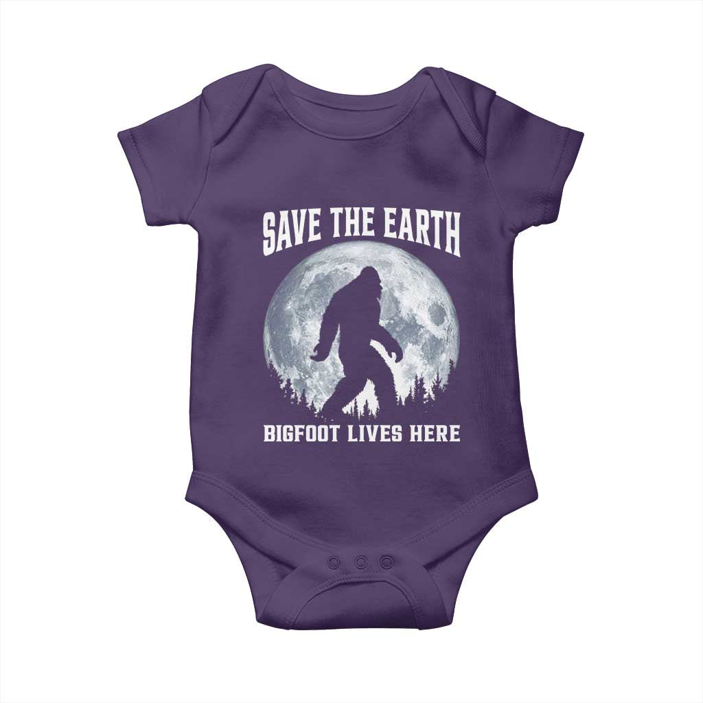 Save The Earth Bigfoot Lives Here Baby Onesie Earth Day Nature Lover TS12 Purple Print Your Wear