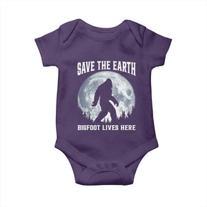 Save The Earth Bigfoot Lives Here Baby Onesie Earth Day Nature Lover TS12 Purple Print Your Wear