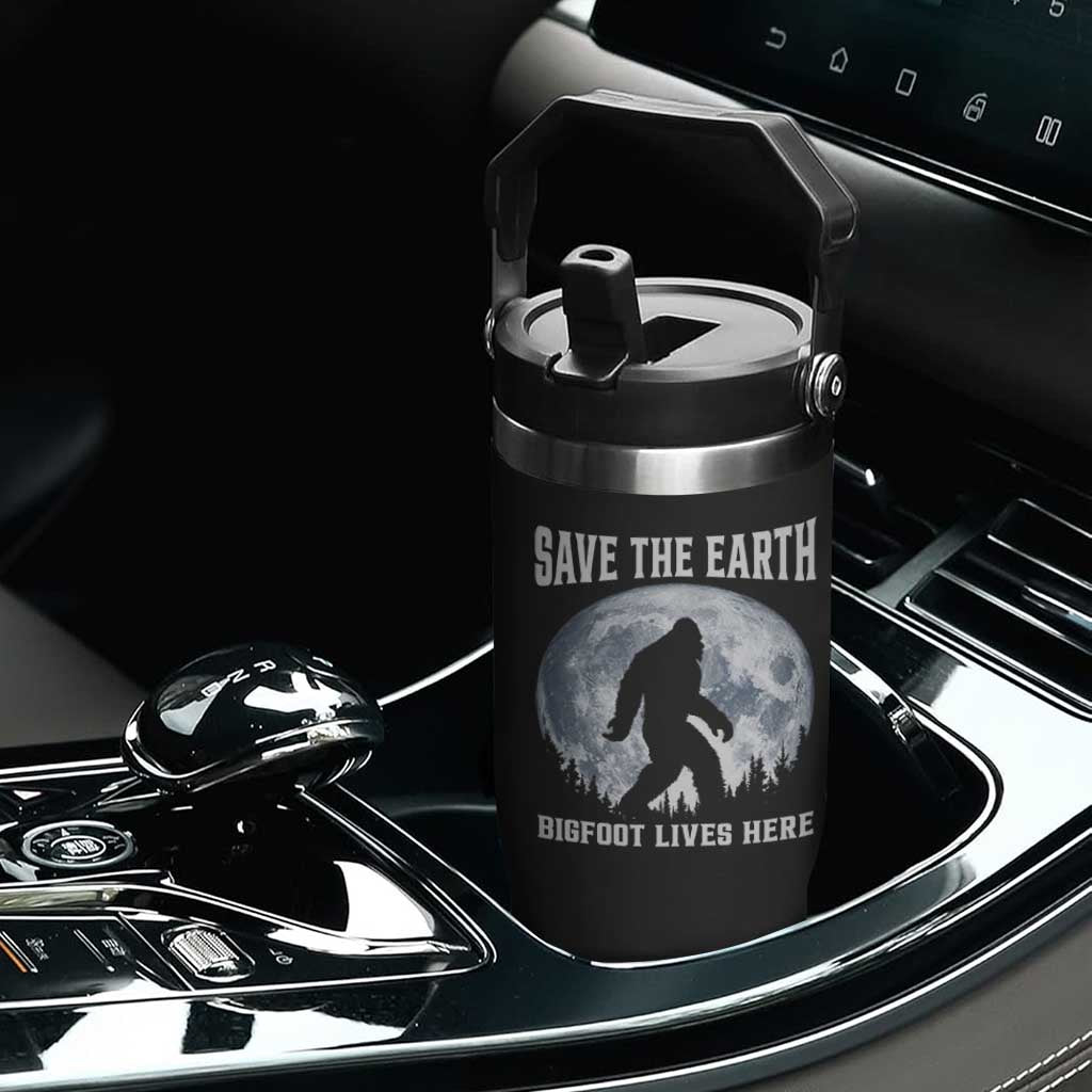 Save The Earth Bigfoot Lives Here Flip Straw Tumbler Earth Day Nature Lover TS12 Print Your Wear