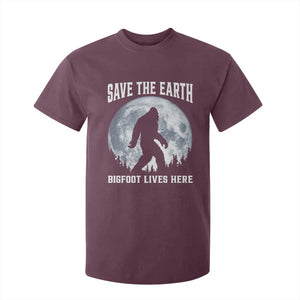 Save The Earth Bigfoot Lives Here T Shirt For Kid Earth Day Nature Lover TS12 Maroon Print Your Wear