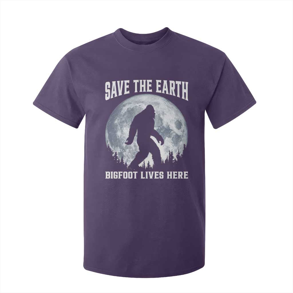 Save The Earth Bigfoot Lives Here T Shirt For Kid Earth Day Nature Lover TS12 Purple Print Your Wear