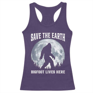 Save The Earth Bigfoot Lives Here Racerback Tank Top Earth Day Nature Lover TS12 Purple Print Your Wear