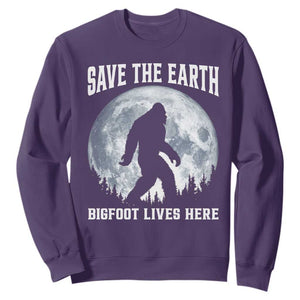 Save The Earth Bigfoot Lives Here Sweatshirt Earth Day Nature Lover TS12 Purple Print Your Wear