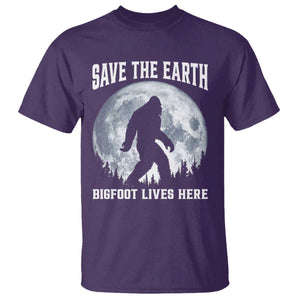 Save The Earth Bigfoot Lives Here T Shirt Earth Day Nature Lover TS12 Purple Print Your Wear