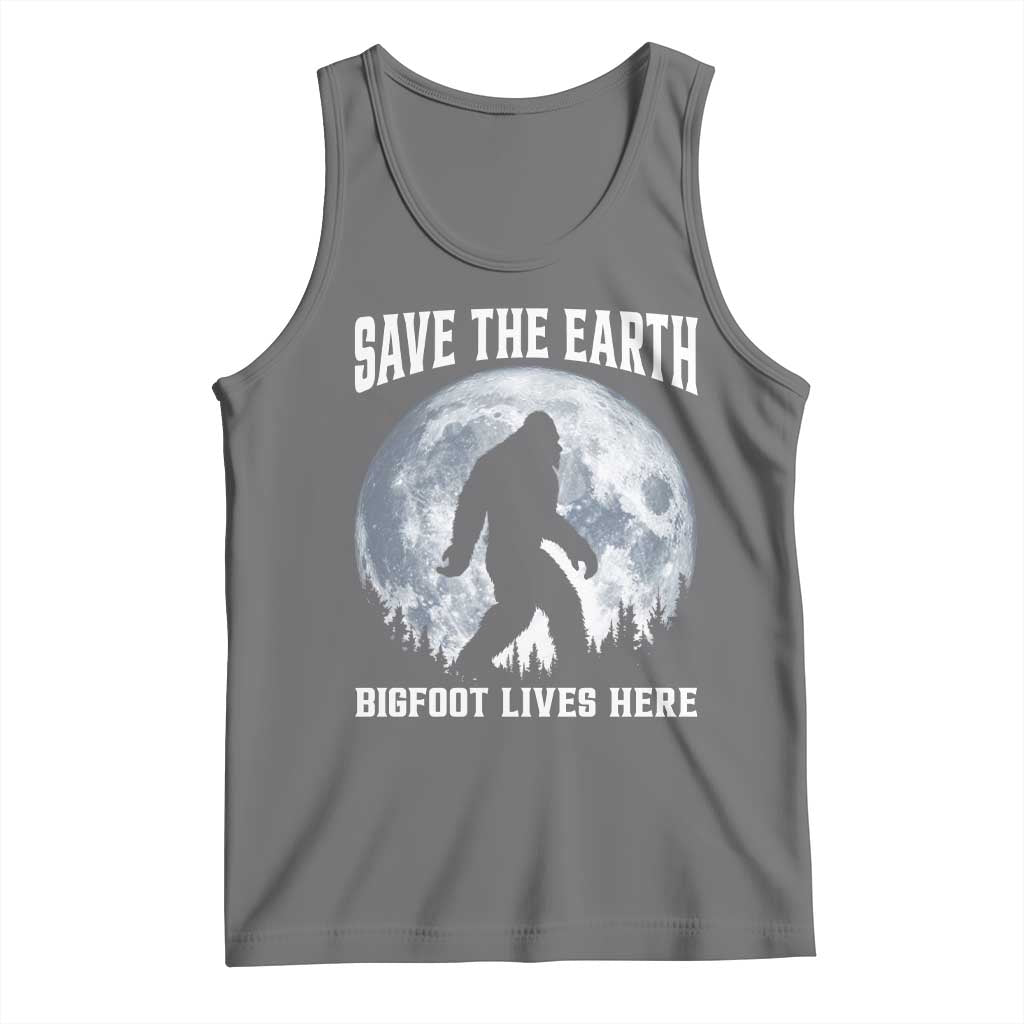 Save The Earth Bigfoot Lives Here Tank Top Earth Day Nature Lover TS12 Black Heather Print Your Wear