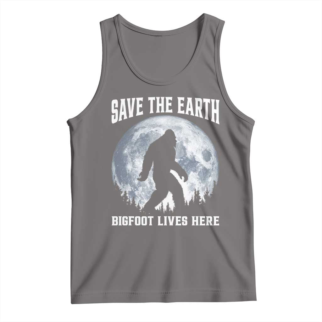 Save The Earth Bigfoot Lives Here Tank Top Earth Day Nature Lover TS12 Deep Heather Print Your Wear