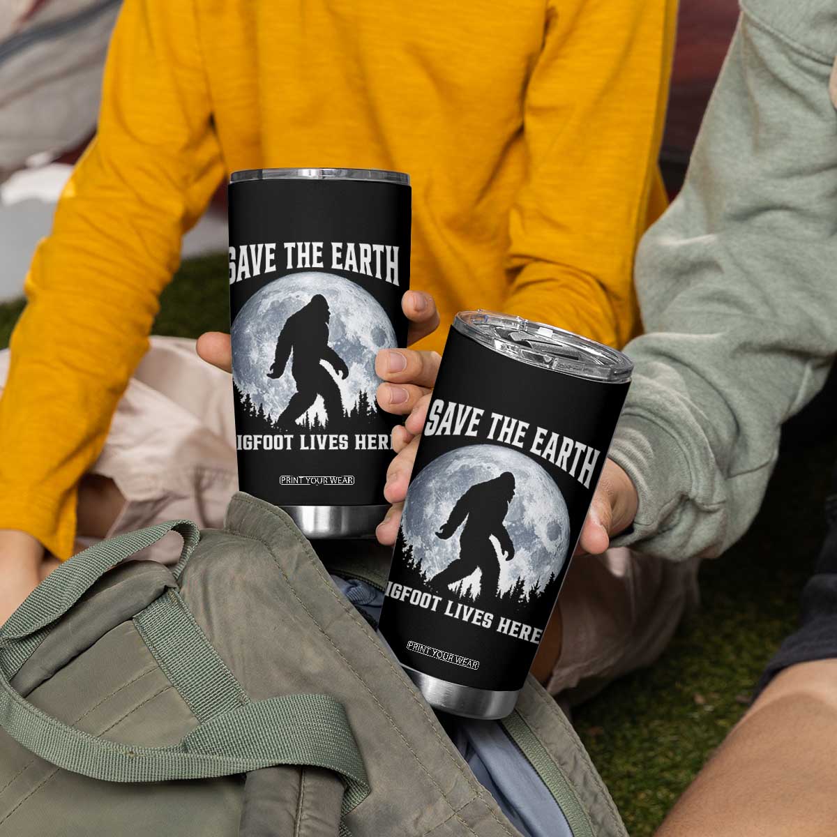 Save The Earth Bigfoot Lives Here Tumbler Cup Earth Day Nature Lover TS12 Print Your Wear