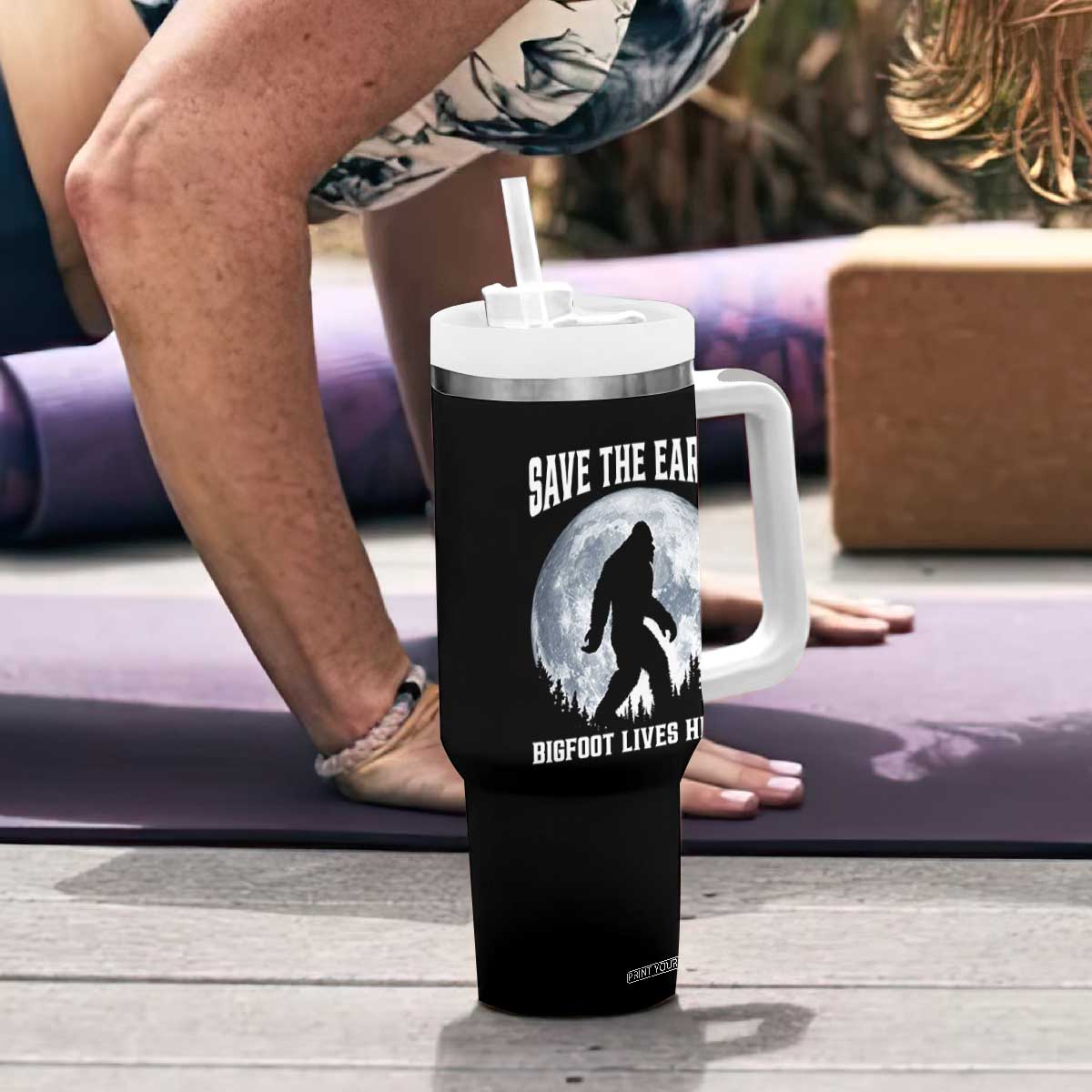 Save The Earth Bigfoot Lives Here Tumbler With Handle Earth Day Nature Lover TS12 Print Your Wear