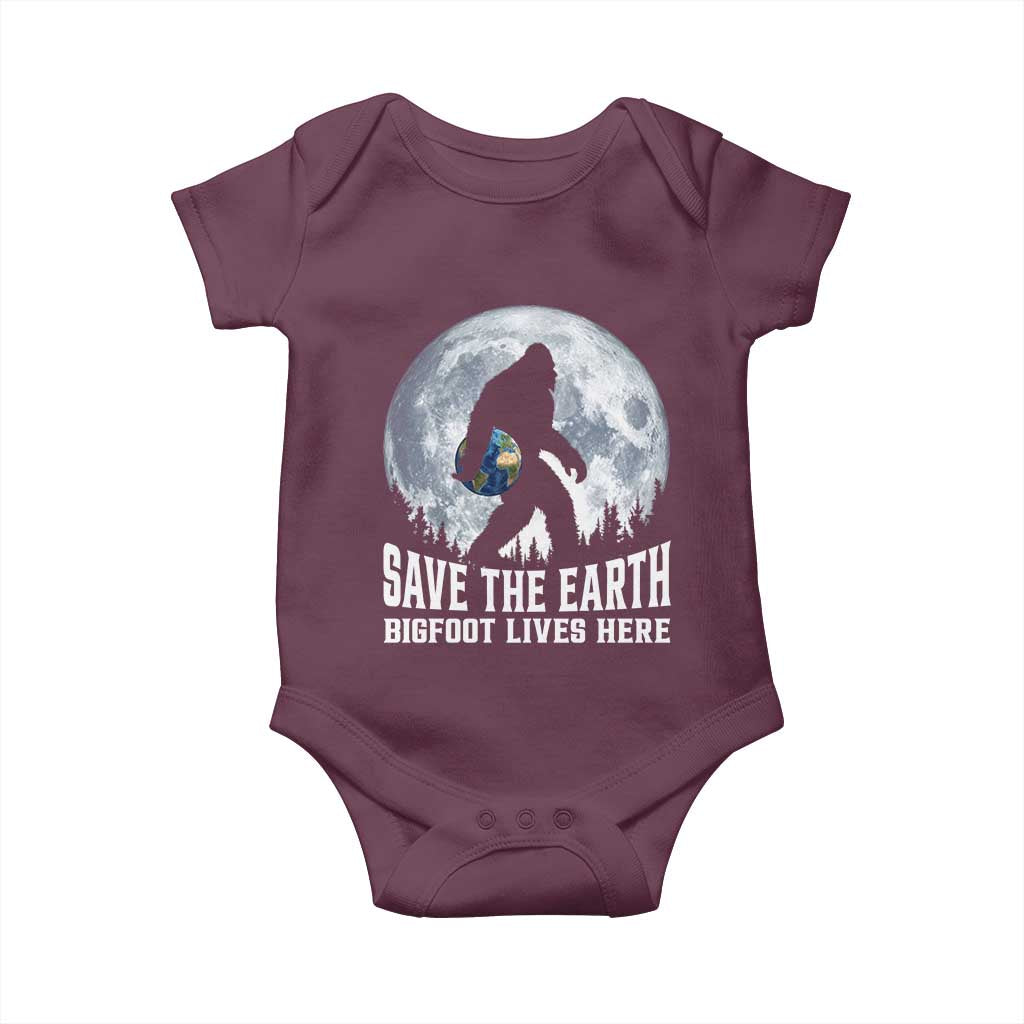 Save Our Planet Nature Lover Baby Onesie Bigfoot Lives Here TS12 Maroon Print Your Wear