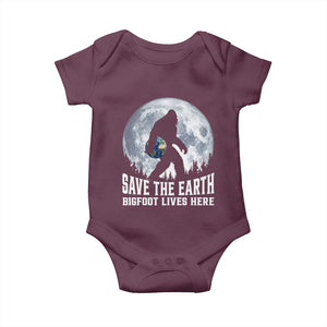 Save Our Planet Nature Lover Baby Onesie Bigfoot Lives Here TS12 Maroon Print Your Wear