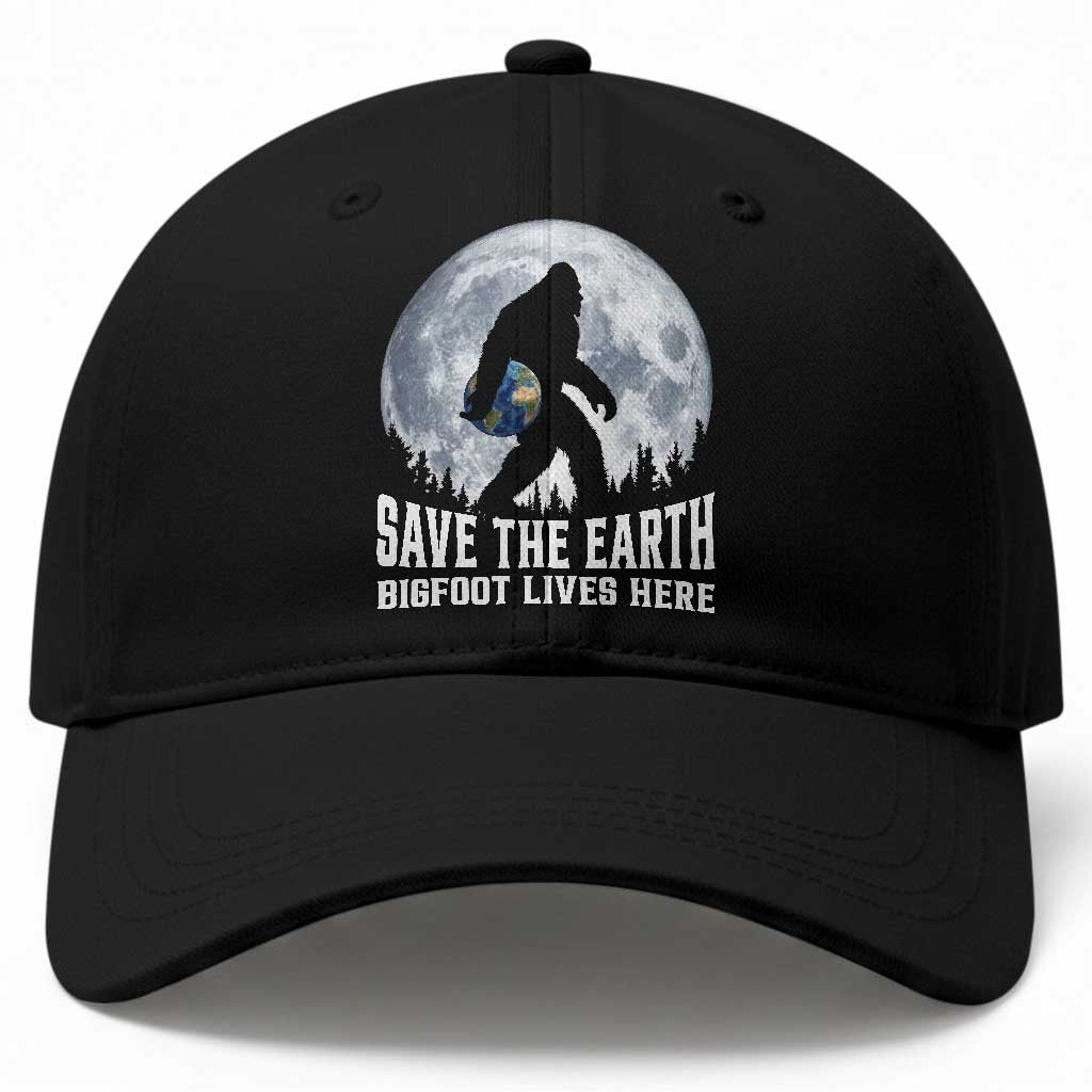 Save Our Planet Nature Lover Baseball Cap Bigfoot Lives Here TS12 Print Your Wear