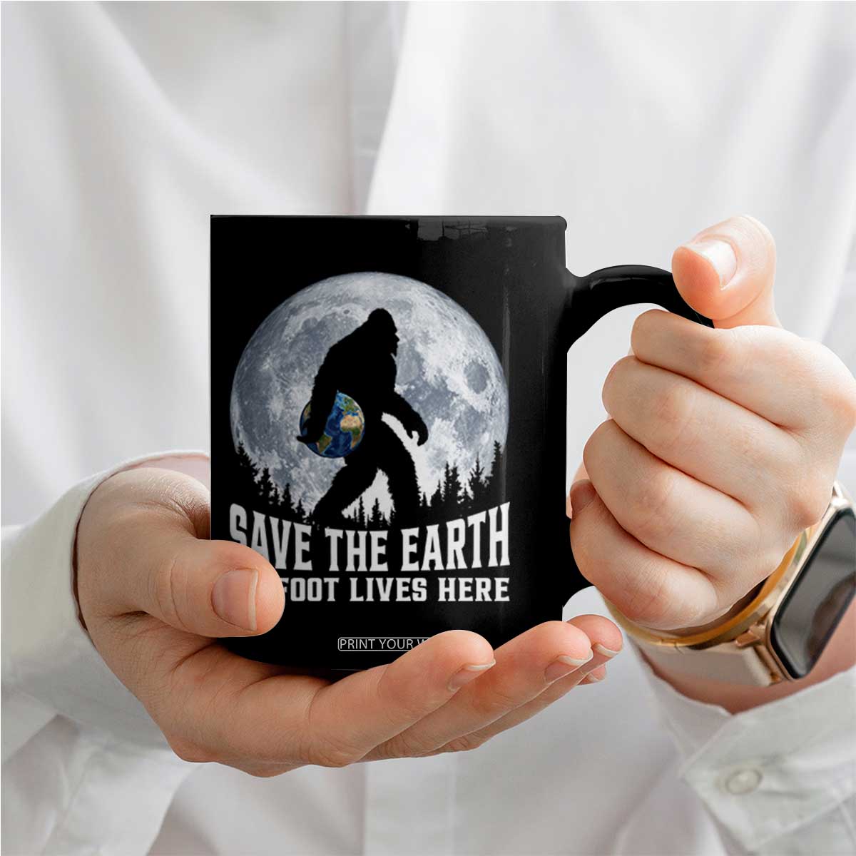 Save Our Planet Nature Lover Coffee Mug Bigfoot Lives Here TS12 Print Your Wear