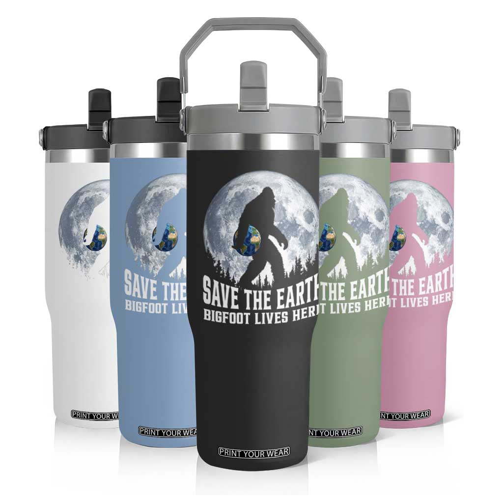 Save Our Planet Nature Lover Flip Straw Tumbler Bigfoot Lives Here TS12 Print Your Wear