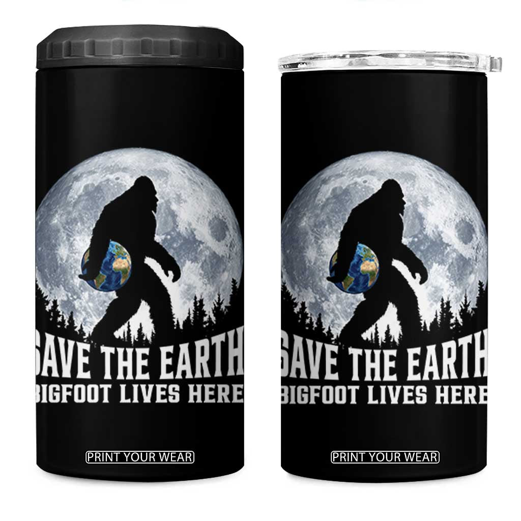Save Our Planet Nature Lover 4 in 1 Can Cooler Tumbler Bigfoot Lives Here TS12 One Size: 16 oz Black Print Your Wear