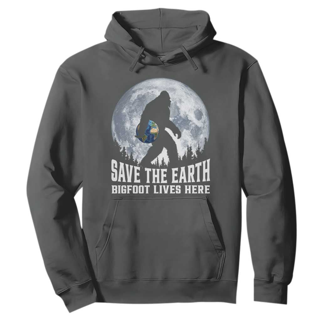 Save Our Planet Nature Lover Hoodie Bigfoot Lives Here TS12 Dark Heather Print Your Wear