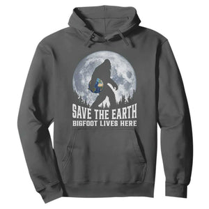 Save Our Planet Nature Lover Hoodie Bigfoot Lives Here TS12 Dark Heather Print Your Wear