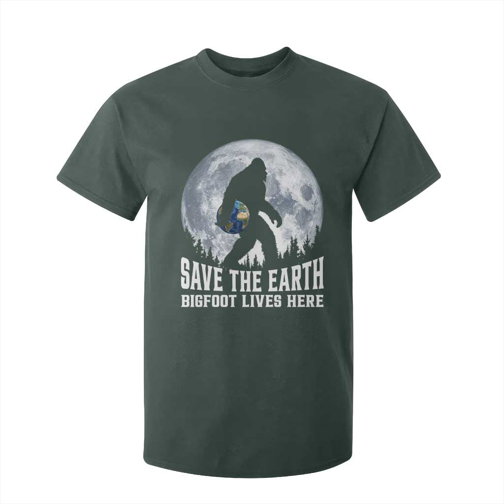 Save Our Planet Nature Lover T Shirt For Kid Bigfoot Lives Here TS12 Dark Forest Green Print Your Wear