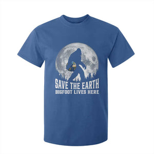 Save Our Planet Nature Lover T Shirt For Kid Bigfoot Lives Here TS12 Royal Blue Print Your Wear
