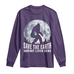 Save Our Planet Nature Lover Long Sleeve Shirt Bigfoot Lives Here TS12 Purple Print Your Wear