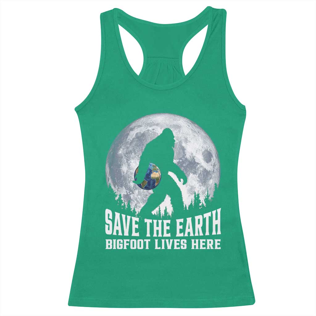 Save Our Planet Nature Lover Racerback Tank Top Bigfoot Lives Here TS12 Irish Green Print Your Wear