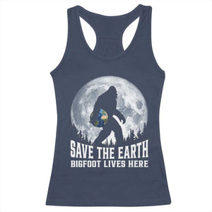 Save Our Planet Nature Lover Racerback Tank Top Bigfoot Lives Here TS12 Navy Print Your Wear