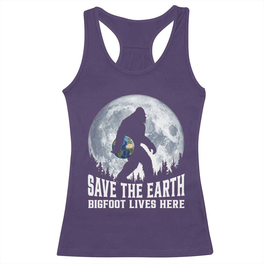 Save Our Planet Nature Lover Racerback Tank Top Bigfoot Lives Here TS12 Purple Print Your Wear