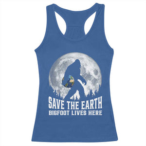 Save Our Planet Nature Lover Racerback Tank Top Bigfoot Lives Here TS12 Royal Blue Print Your Wear