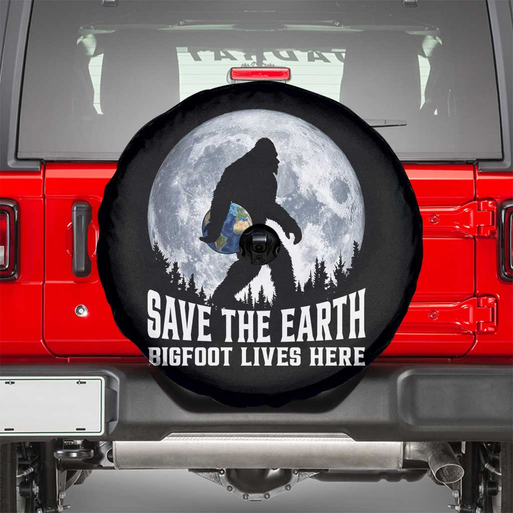 Save Our Planet Nature Lover Spare Tire Cover Bigfoot Lives Here TS12 Black Print Your Wear