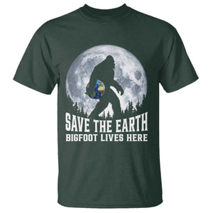 Save Our Planet Nature Lover T Shirt Bigfoot Lives Here TS12 Dark Forest Green Print Your Wear