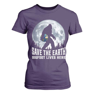 Save Our Planet Nature Lover T Shirt For Women Bigfoot Lives Here TS12 Purple Print Your Wear