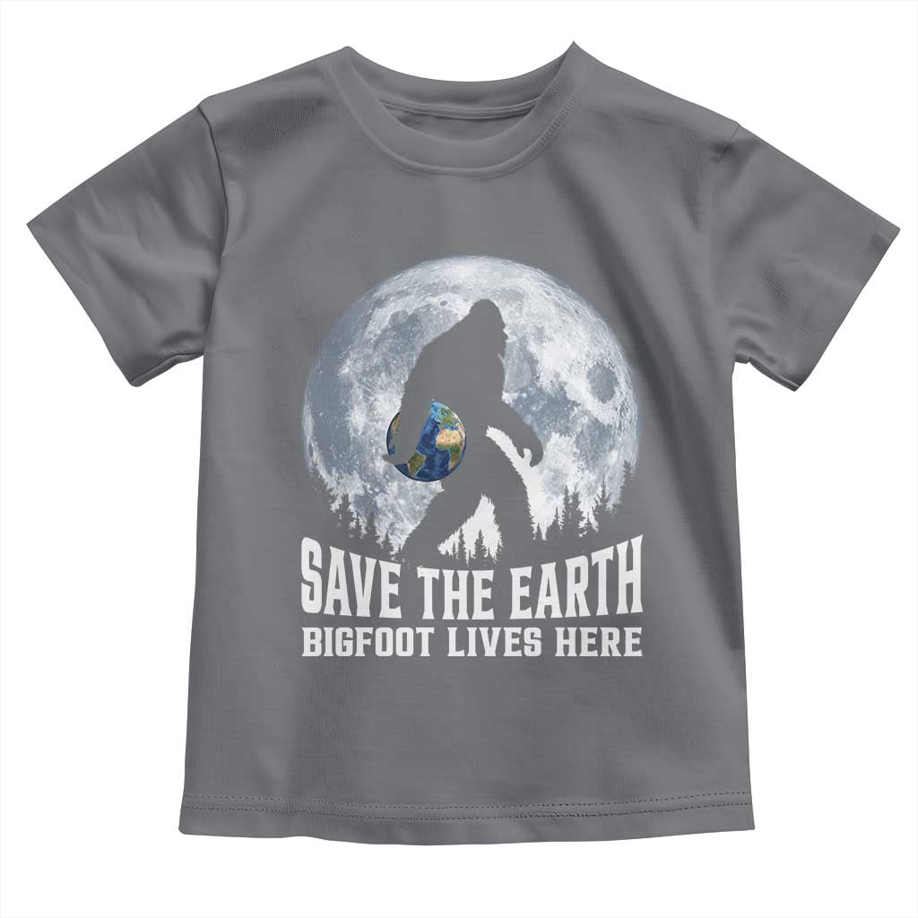 Save Our Planet Nature Lover Toddler T Shirt Bigfoot Lives Here TS12 Charcoal Print Your Wear