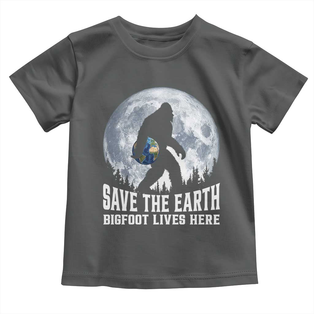 Save Our Planet Nature Lover Toddler T Shirt Bigfoot Lives Here TS12 Dark Heather Print Your Wear