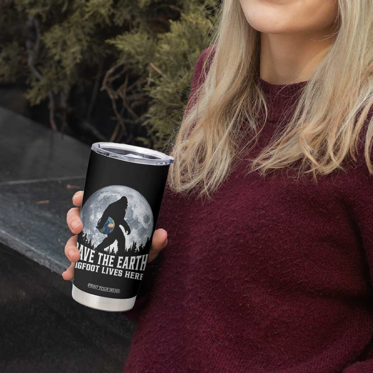 Save Our Planet Nature Lover Tumbler Cup Bigfoot Lives Here TS12 Print Your Wear