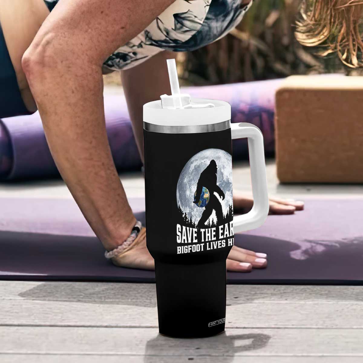 Save Our Planet Nature Lover Tumbler With Handle Bigfoot Lives Here TS12 Print Your Wear