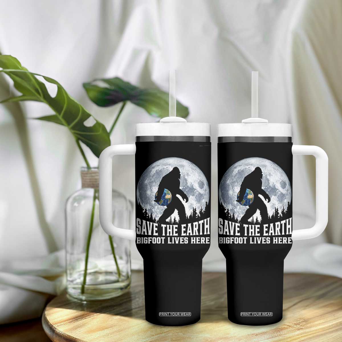 Save Our Planet Nature Lover Tumbler With Handle Bigfoot Lives Here TS12 Print Your Wear