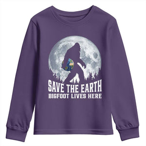 Save Our Planet Nature Lover Youth Sweatshirt Bigfoot Lives Here TS12 Purple Print Your Wear
