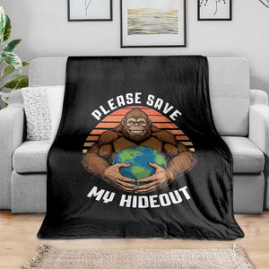 Funny Earth Day Bigfoot Throw Blanket Please Save My Hideout TS12 Print Your Wear