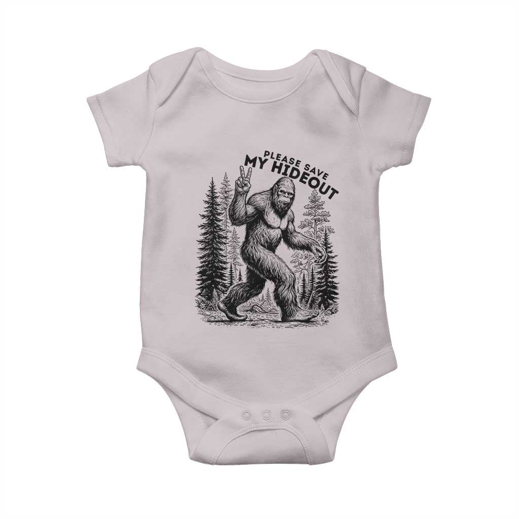 Please Save My Hideout Baby Onesie Bigfoot Forest Protector TS12 Ice Gray Print Your Wear