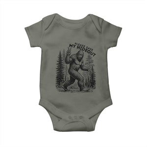 Please Save My Hideout Baby Onesie Bigfoot Forest Protector TS12 Military Green Print Your Wear